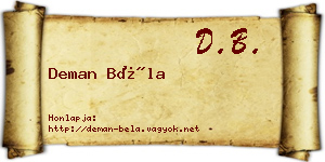 Deman Béla névjegykártya